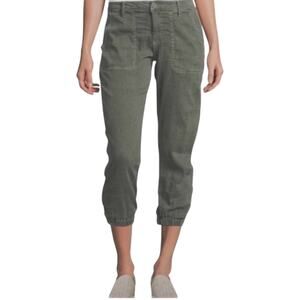 Joie Military Green Dolorita Midi Linen Blend Ankle Zip Pants Size 30